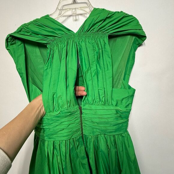 Anthropologie Tracy Reese Midi Dress Parted Emerald Dress with Pockets 8 - Picture 11 of 15